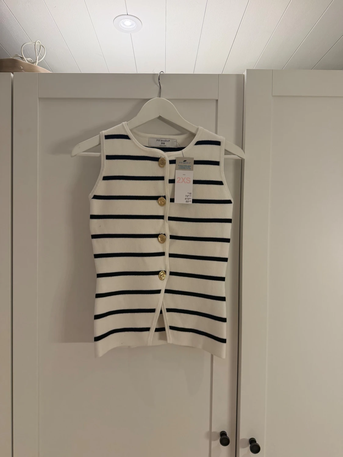 Vit och marinblå randig linnetopp Primark