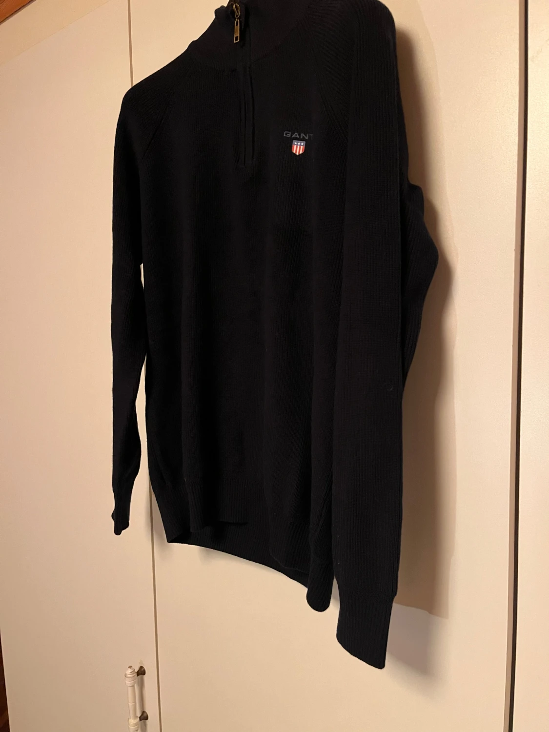 Svart stickad half zip tröja GANT