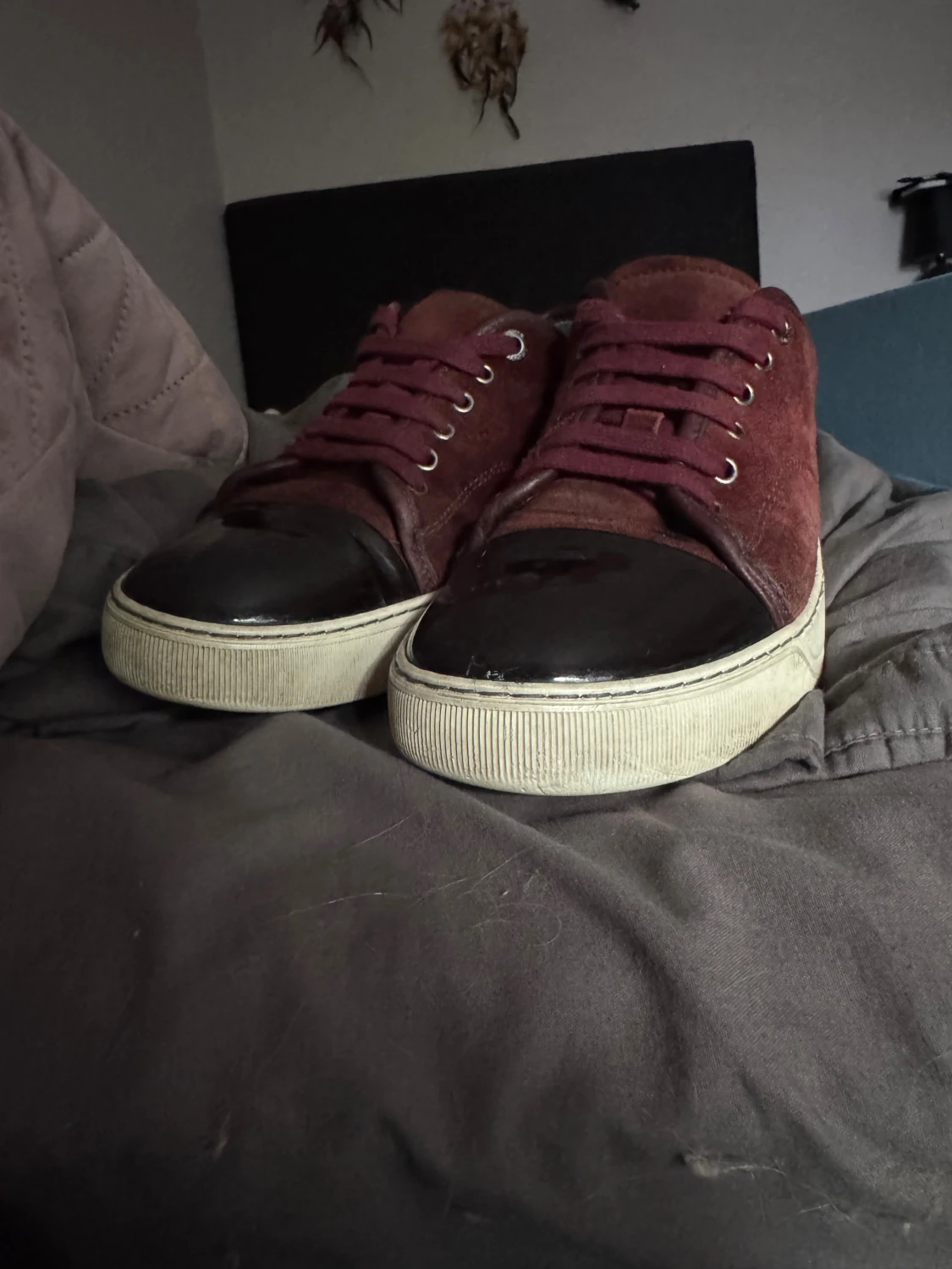 Lanvin sneakers i vinröd mocka - 3