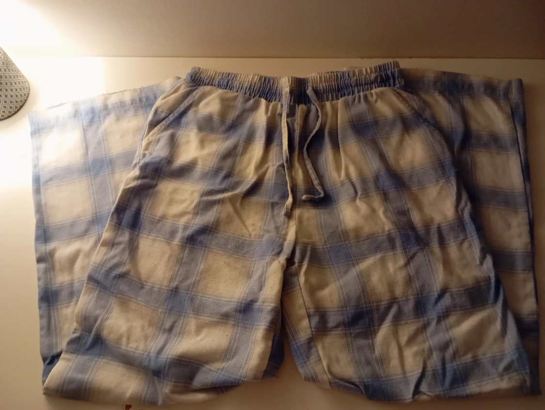 Rutiga blåvita shorts med snörning