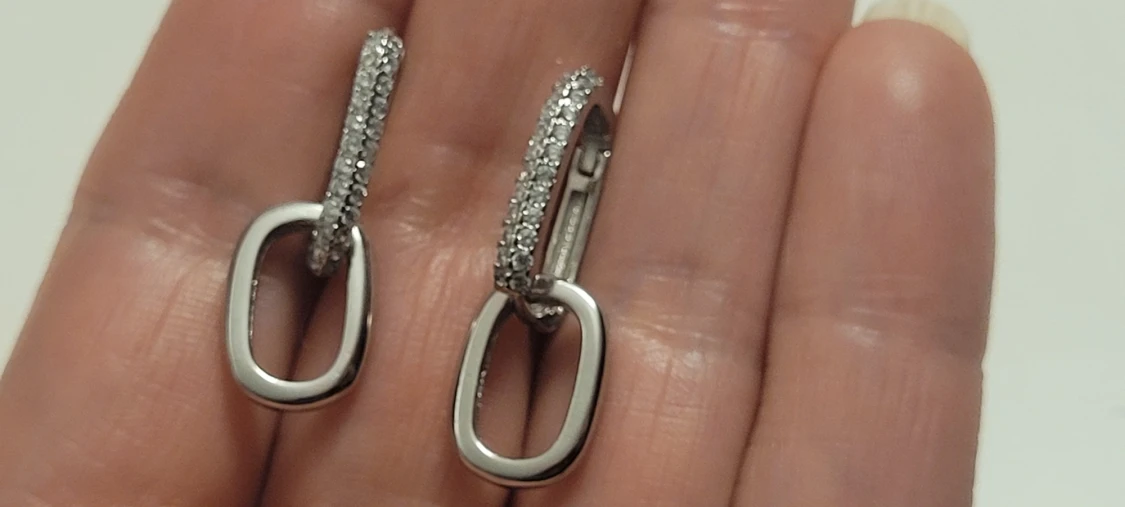  Helt nya silver 925 örhängen med glittriga stenar - 6