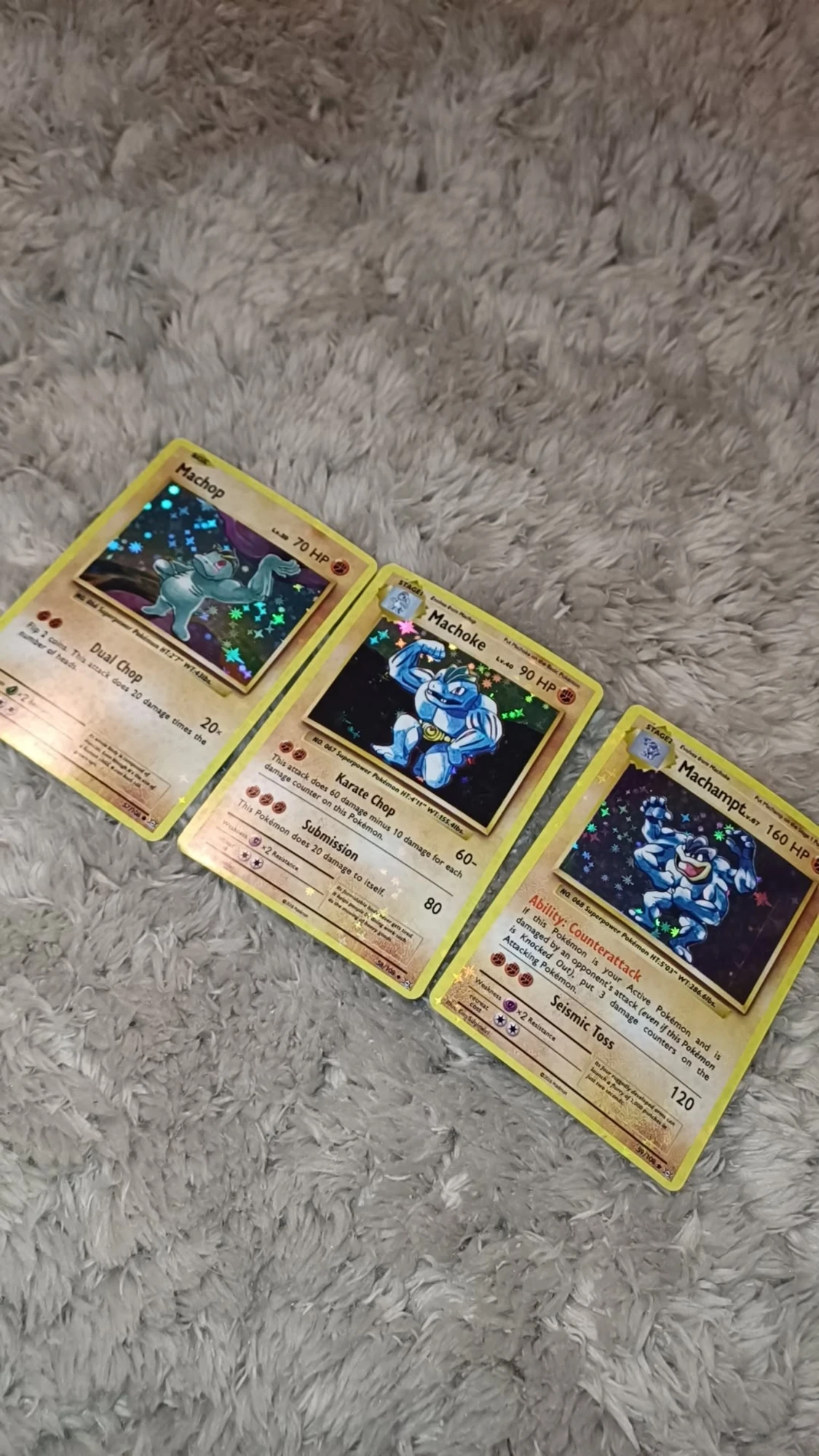 Pokémonkort: Machop, Machoke & Machamp (holo)