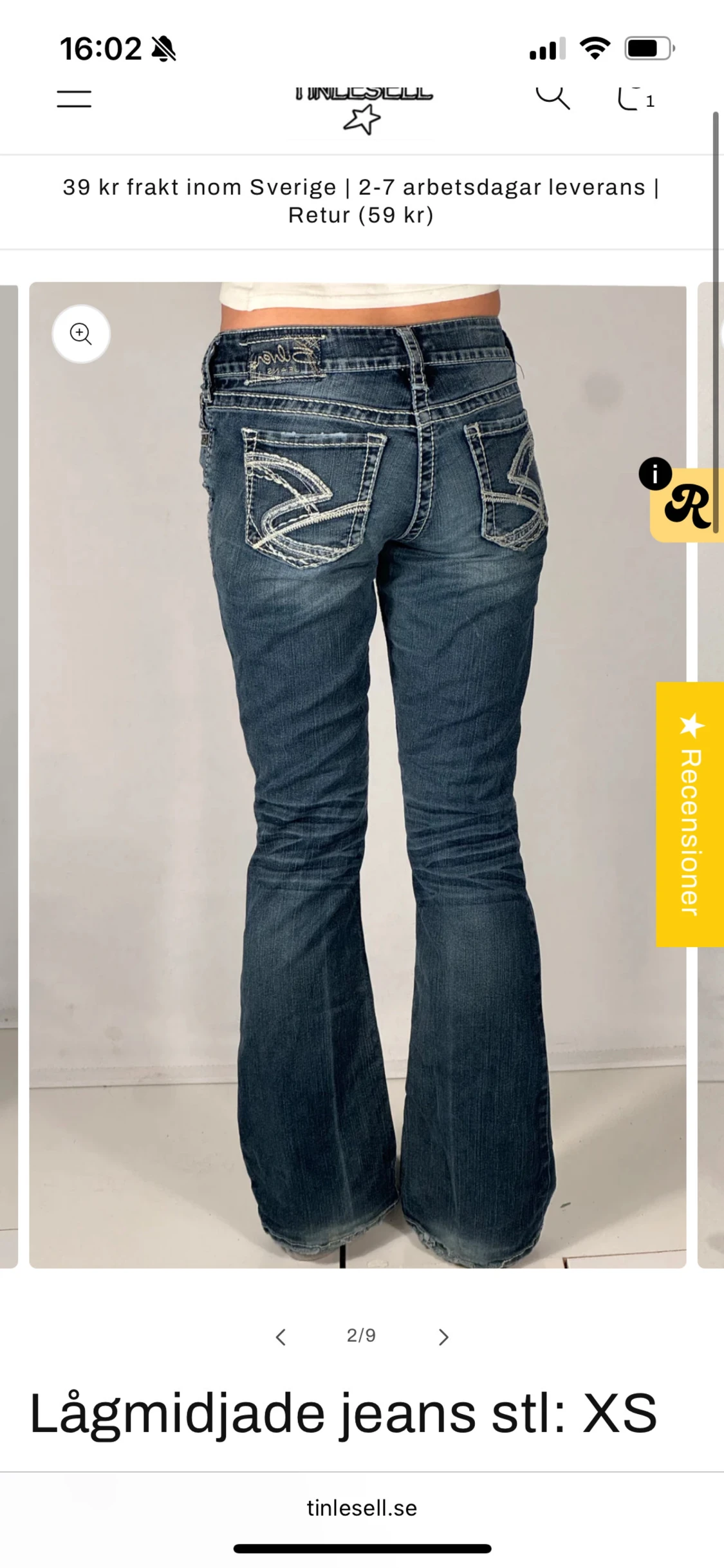 Lågmidjade blå bootcut jeans XS - 1