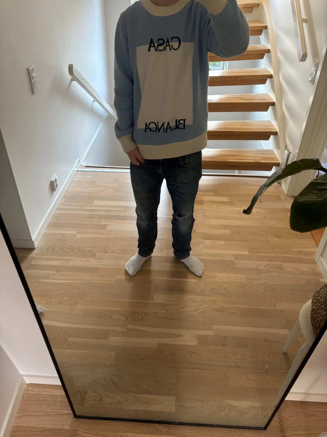 Casa Blanca ljusblå stickad tröja - 2