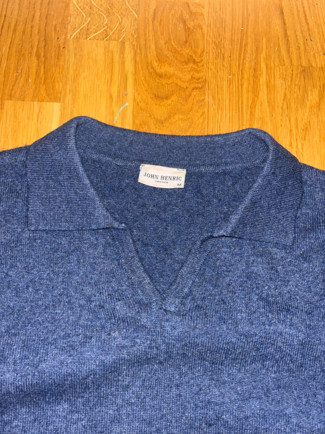 Blå stickad polotröja John Henric - 1