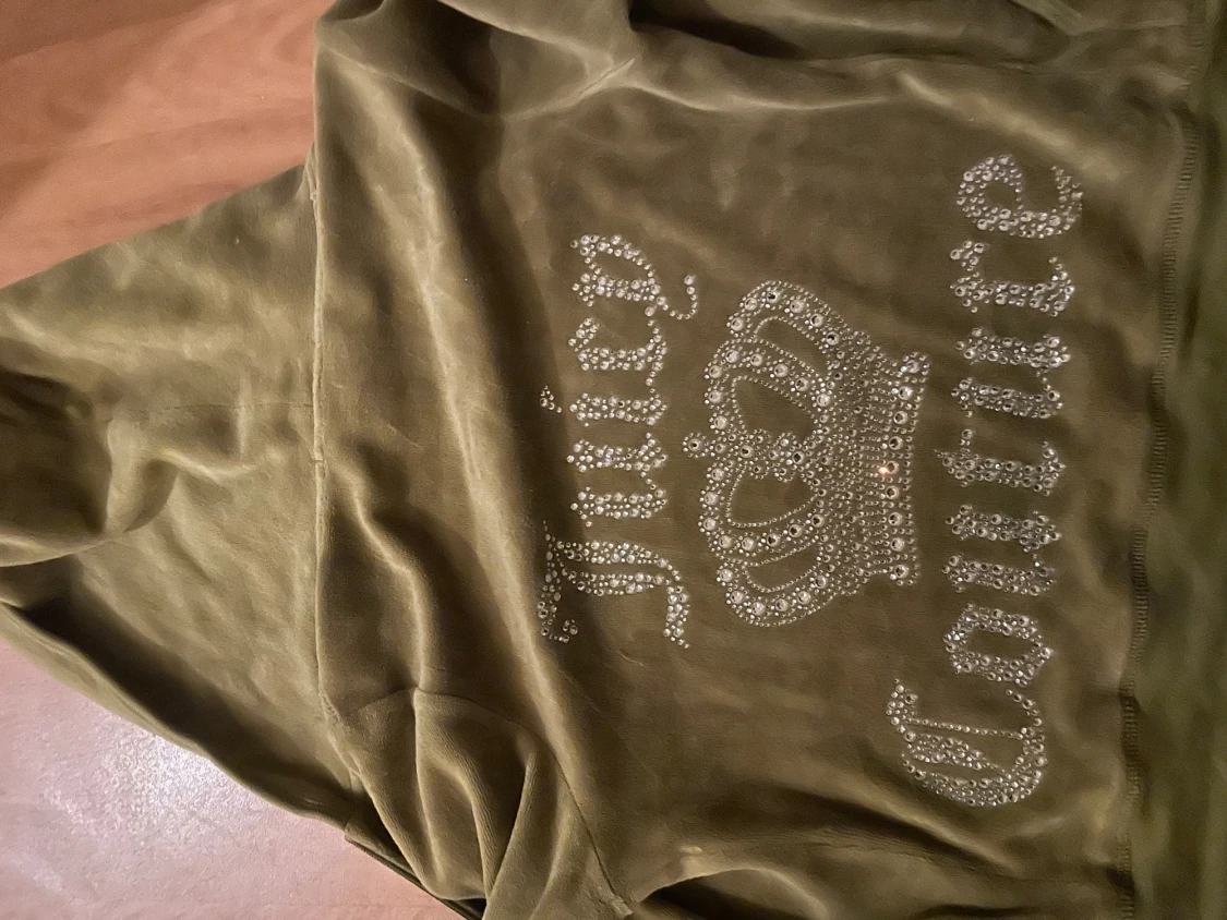 Olivgrön Juicy Couture hoodie i velour - 1