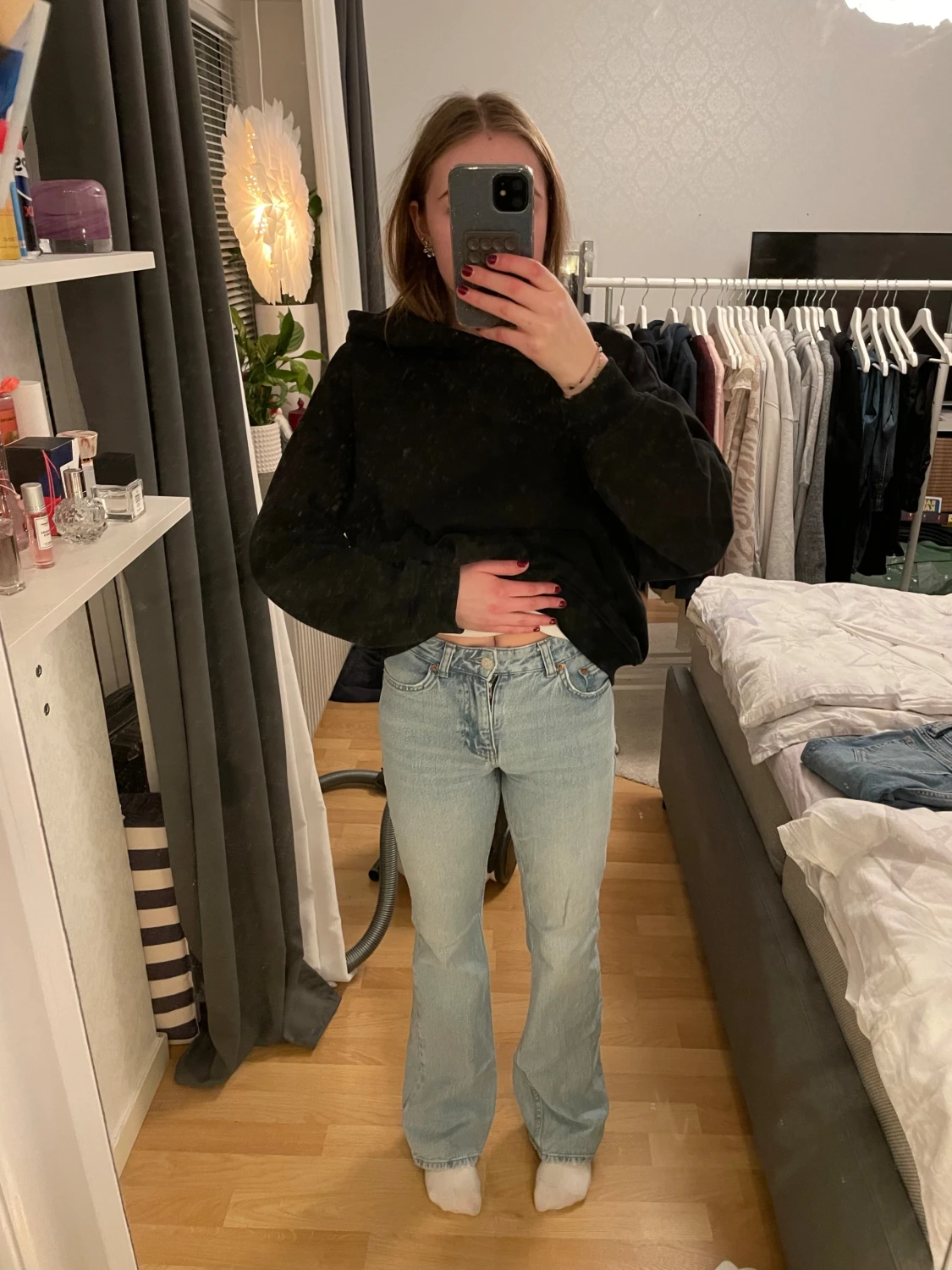 Ljusblå bootcut jeans med hög midja - 3