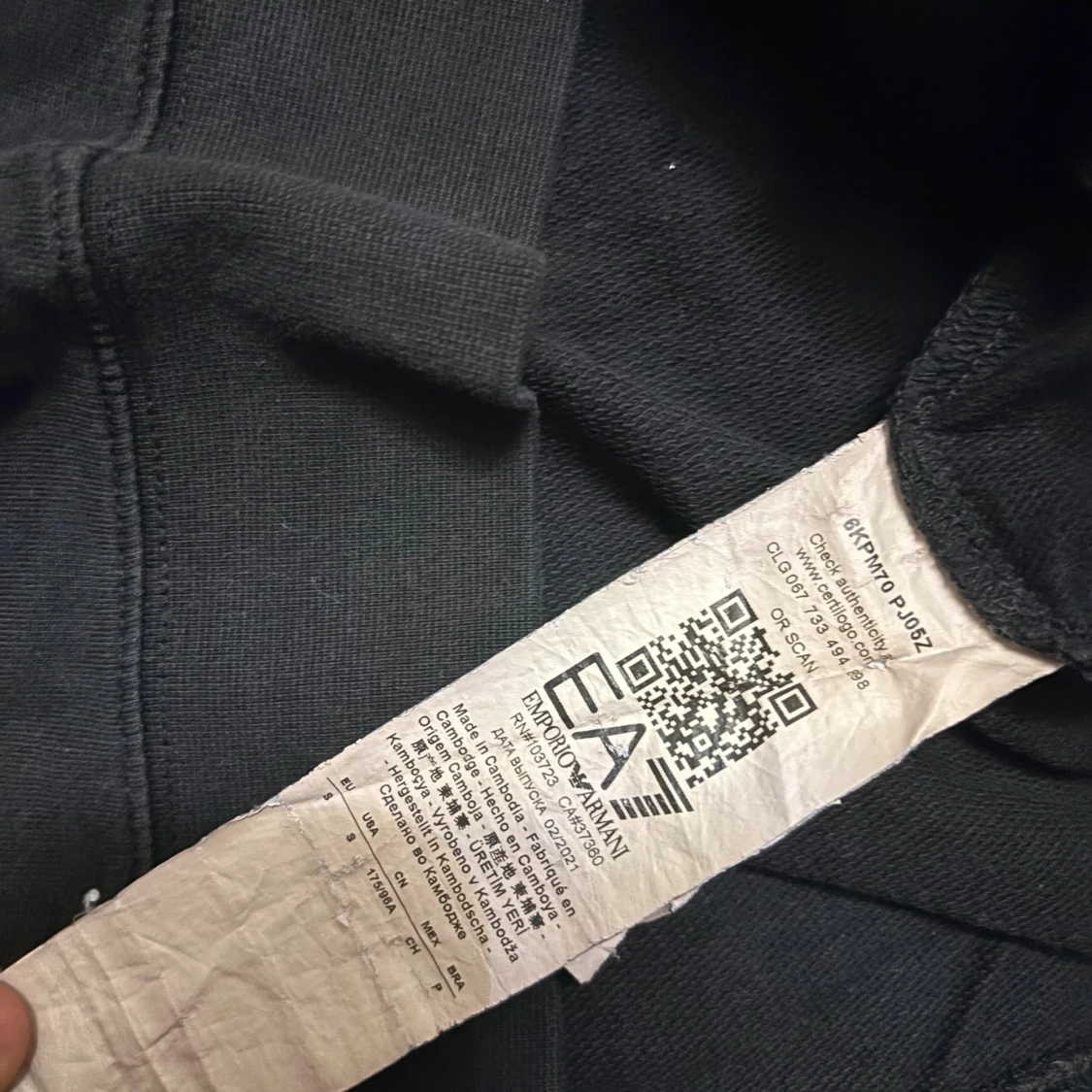 Svart EA7 hoodie med halv dragkedja - 3