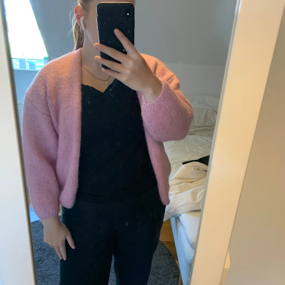 Rosa stickad kofta från Lindex - 1