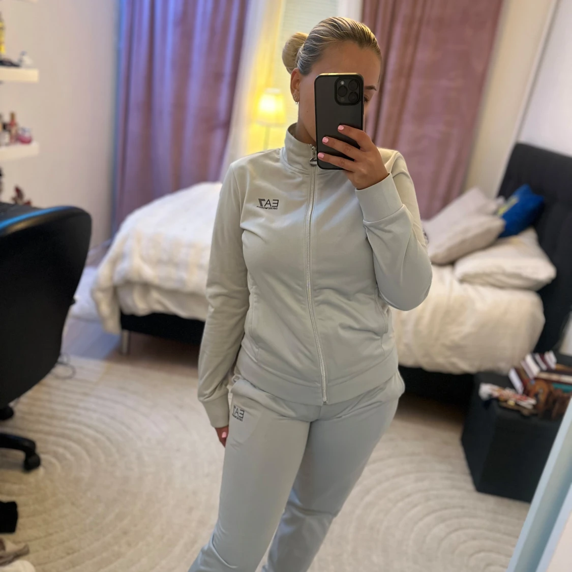 Ljusgrå/Ljusblå ziptröja från EA7 Emporio Armani