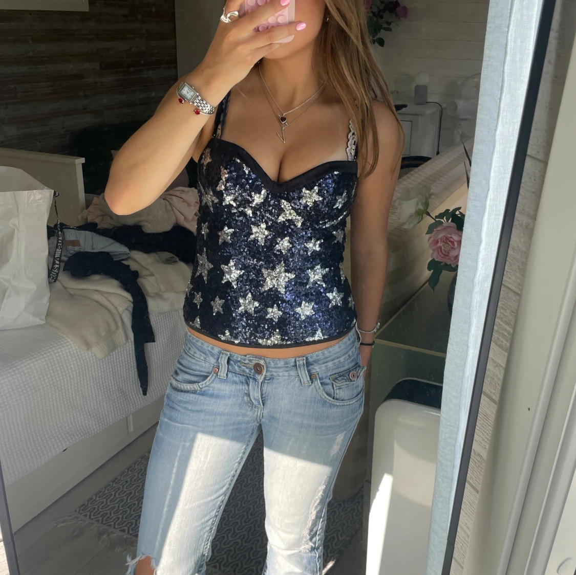 Korsett topp glitter paljetter calzedonia stjärnor - 1