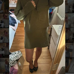 Olivgrön stickadkjol från Zara  - Stickad kjol från Zara 