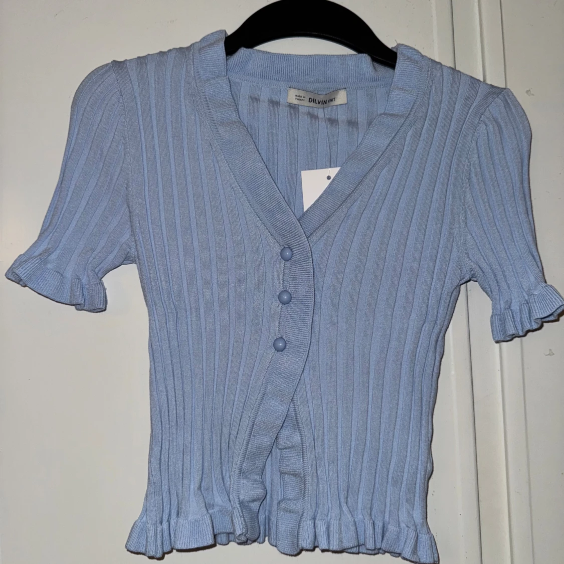 Ljusblå ribbad topp 