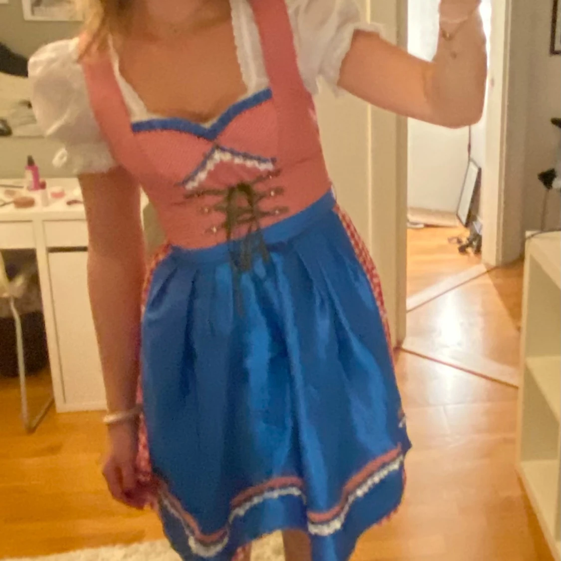 Rosa och blå dirndlklänning - 1