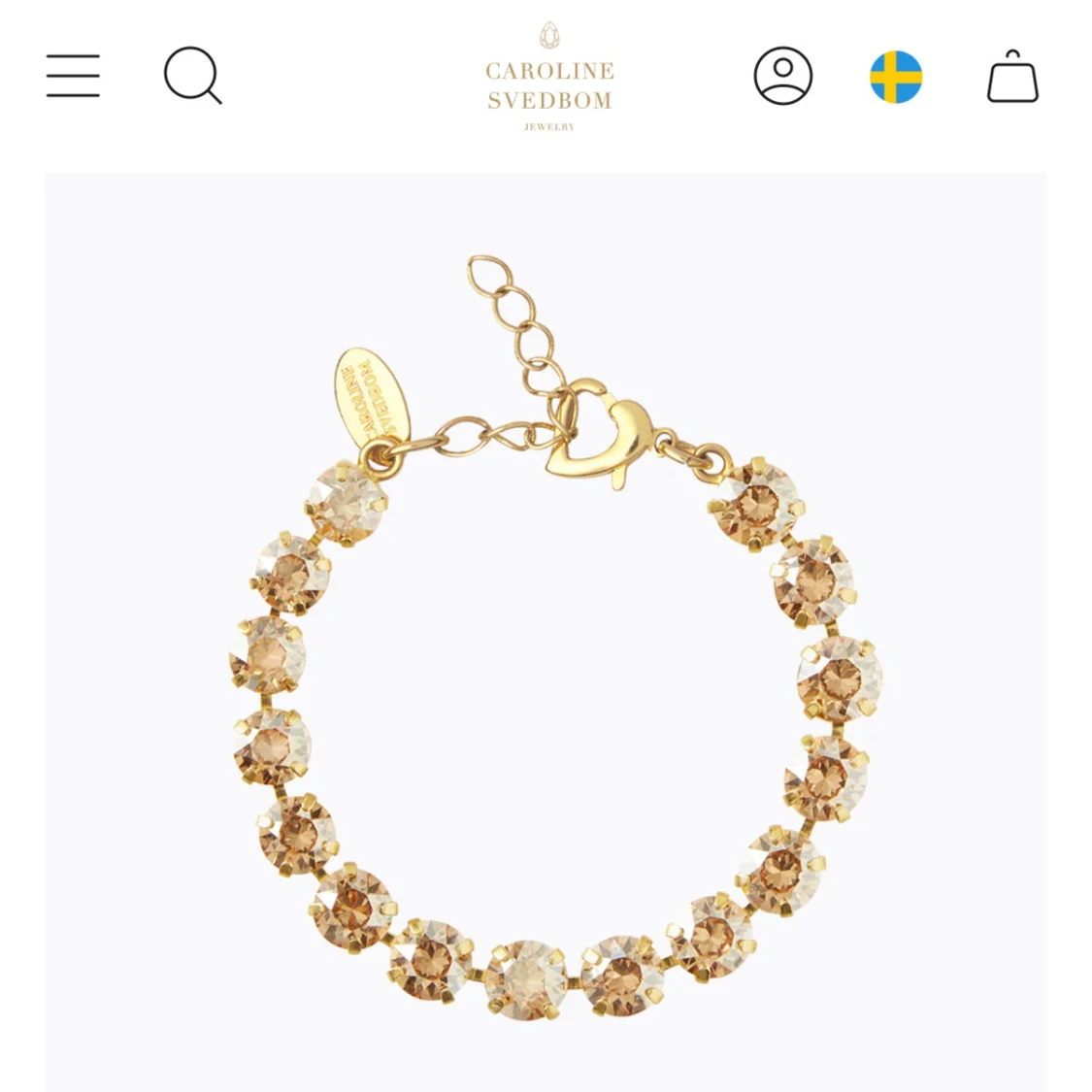 Guldarmband med kristaller Svedbom