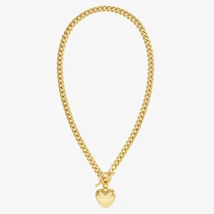 Barley hert maxi - edblad  - Stilrent halsband i guldton med en chunky kedja och ett blankt hjärthänge. Låset är en snygg stav som ger extra edge till looken. Perfekt för dig som gillar statement-smycken med romantisk touch. Prislapp kvar, original pris 799kr.