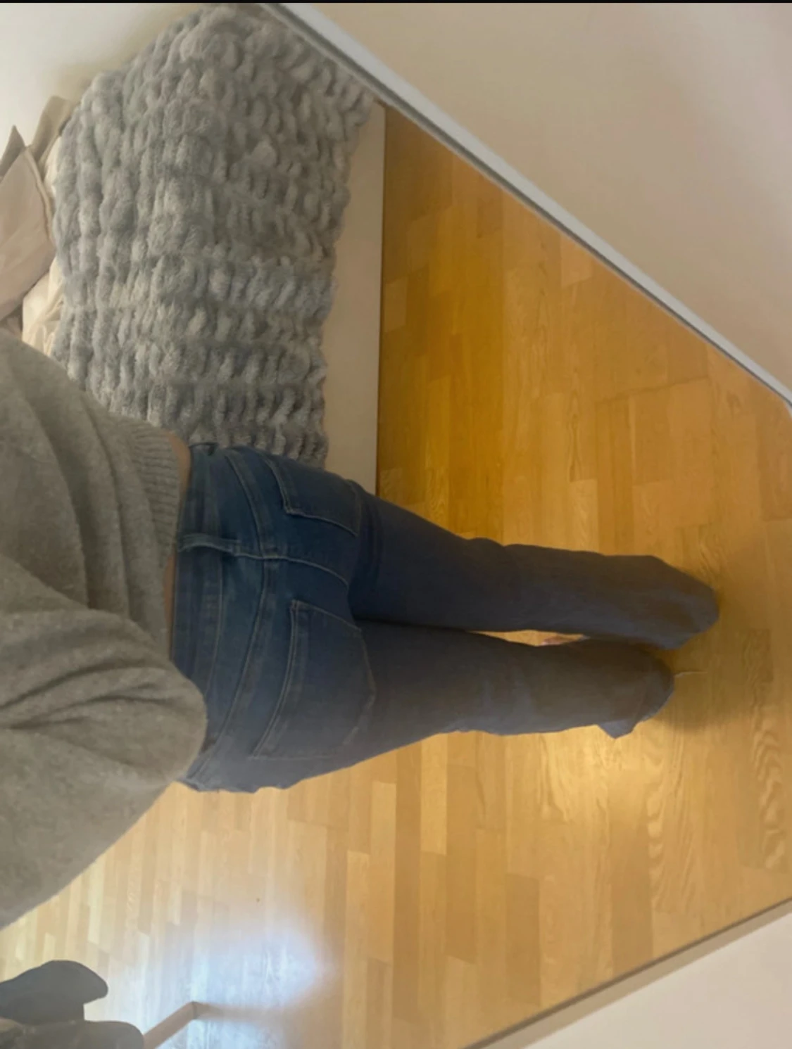 Blå bootcut jeans låg midja - 1