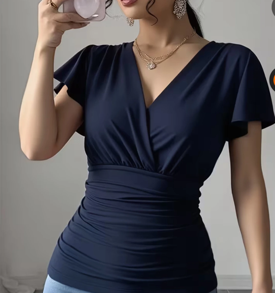 Mörkblå omlottopp med v-ringning