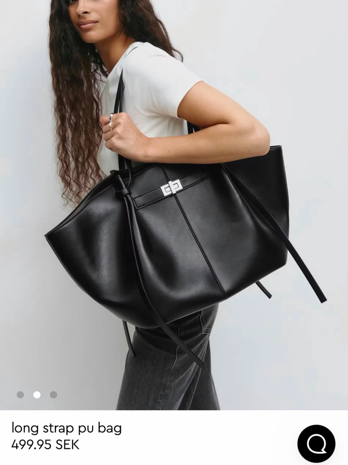 Svart axelväska med långa remmar - 1