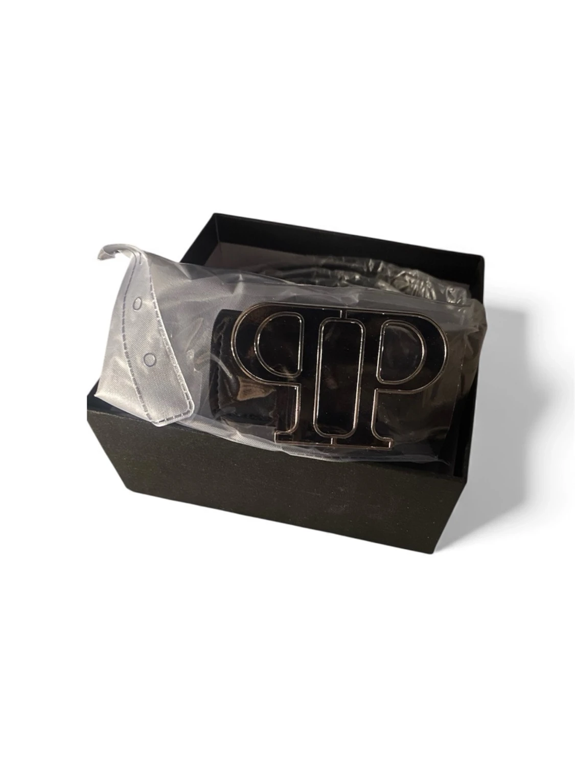 Philipp Plein svart bälte med PP-logo