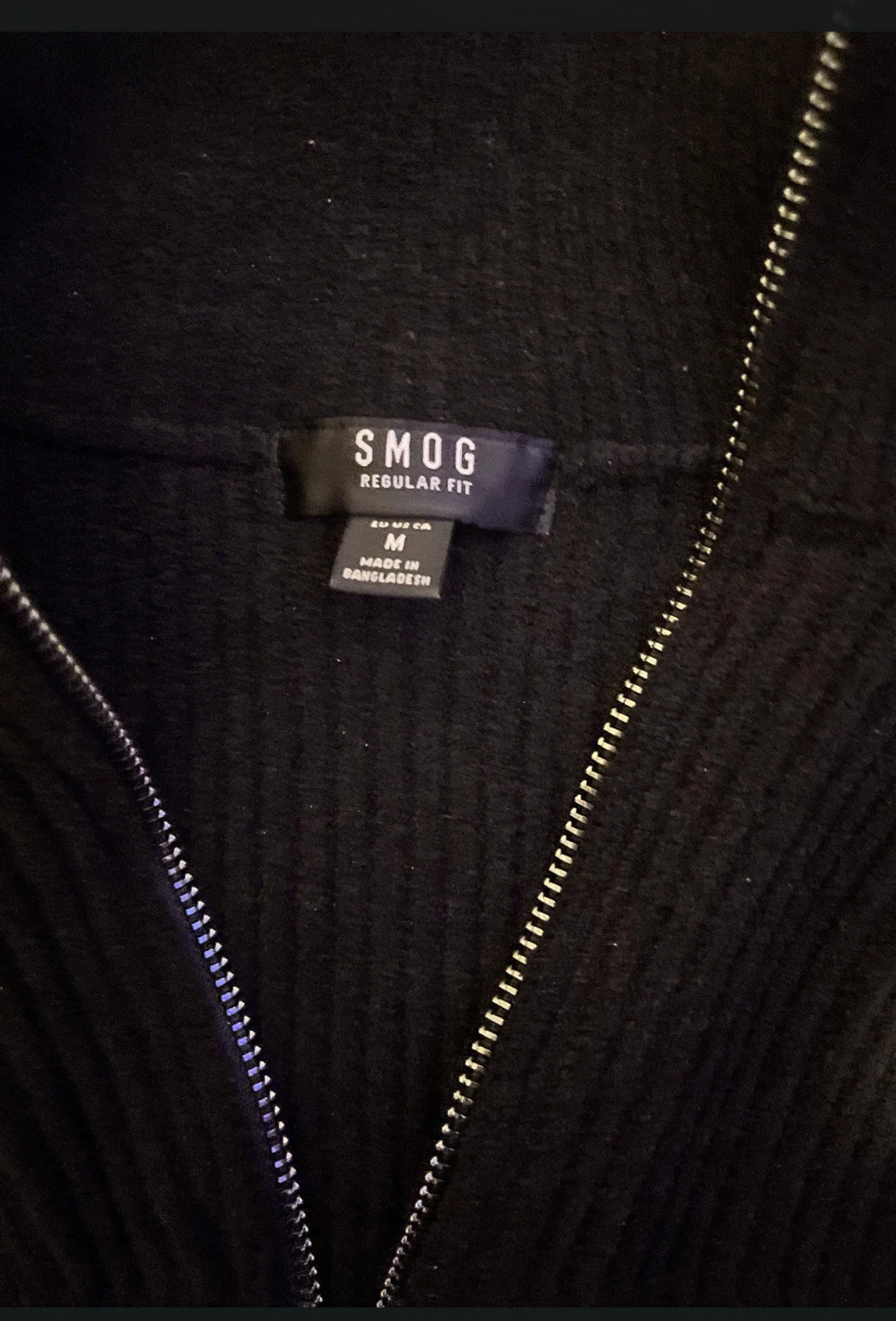 Svart quarter zip-stickad tröja – Regular Fit  - 2