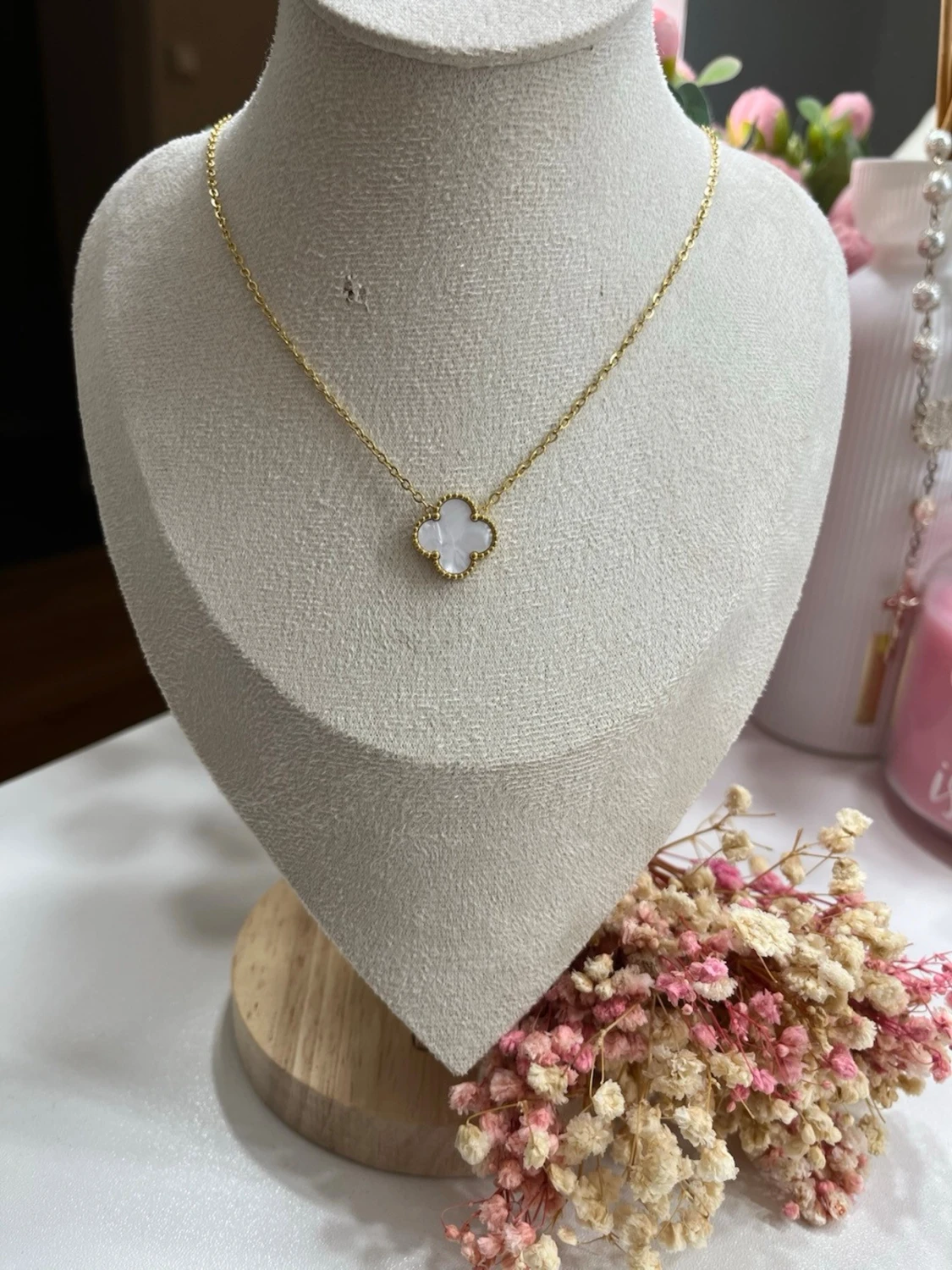 18k guldpläterad klöver halsband - 1