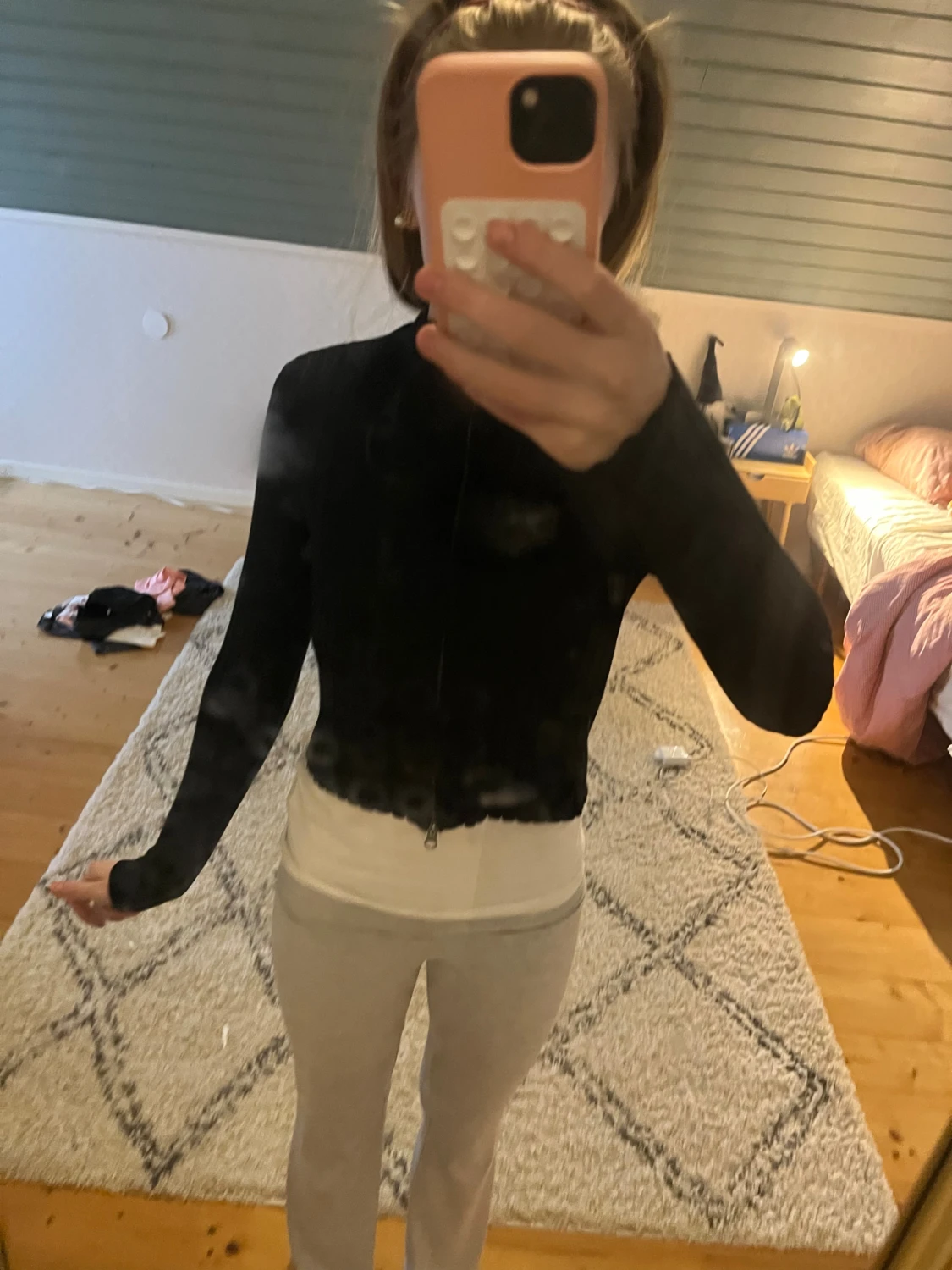 Svart ribbad kofta från H&M - 4