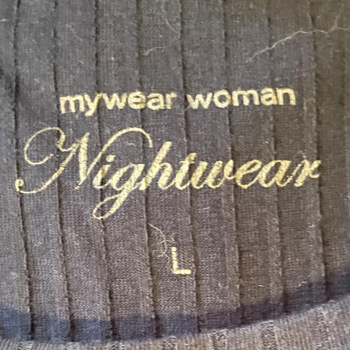 Mörkblå ribbad pyjamas  - 4