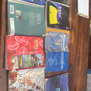 Naturvetenskapliga böcker - Paketpris (alla böcker) - 3500  Styckpris (en bok)  Matematik 1c 5000 - 280 kr  Matematik 2c 5000 - 280 kr  Matematik 4 5000 - 280 kr  Gymnasie Kemi 1 - 600 kr  Gymnasie kemi 2 (rivet framsida) - 550 kr  Ergo fysik 1 - 180 kr  Ergo fysik 2 - 600 kr  Bioteknik från Dna till protein - 600 kr  Formler och tabeller - 60 kr  Spira Biologi 2 - 160 kr  Spira biologi 1 - 160 kr