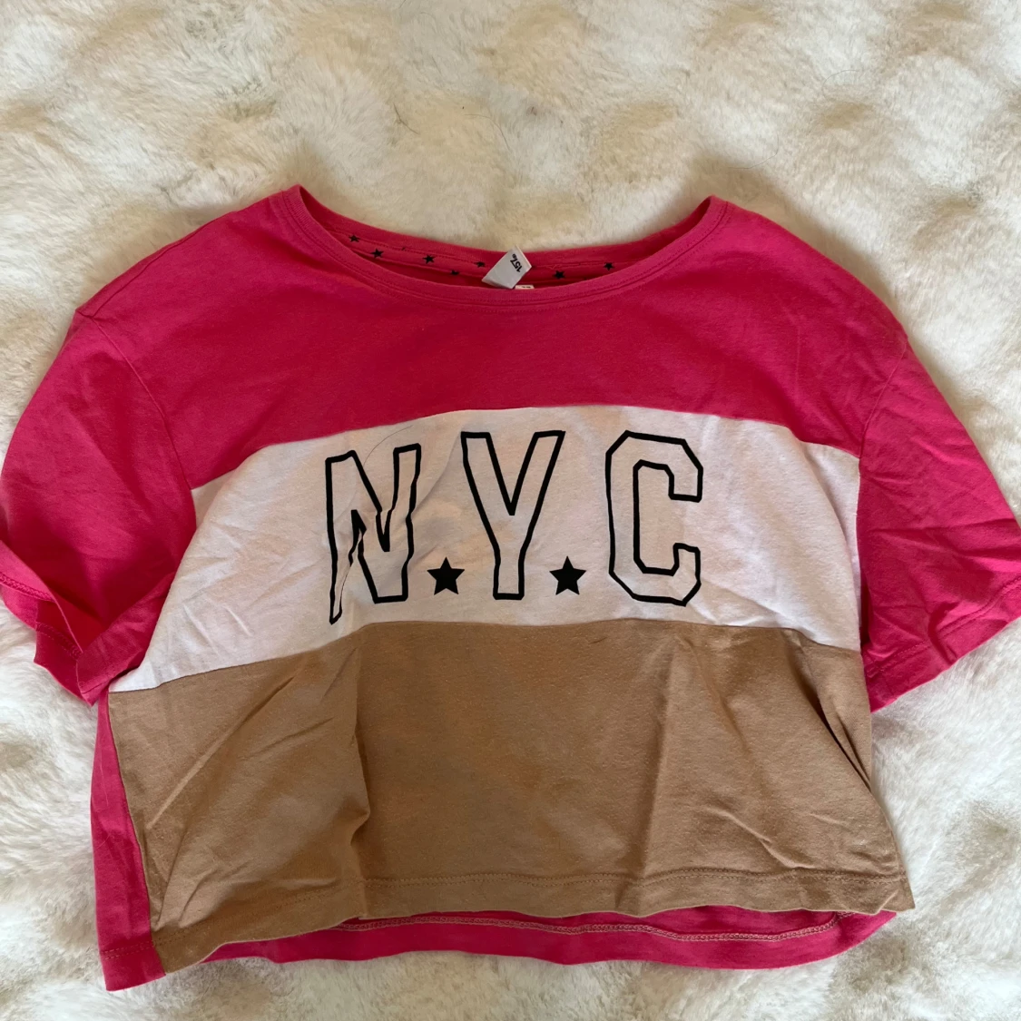  NYC magtröja i rosa och beige - 1