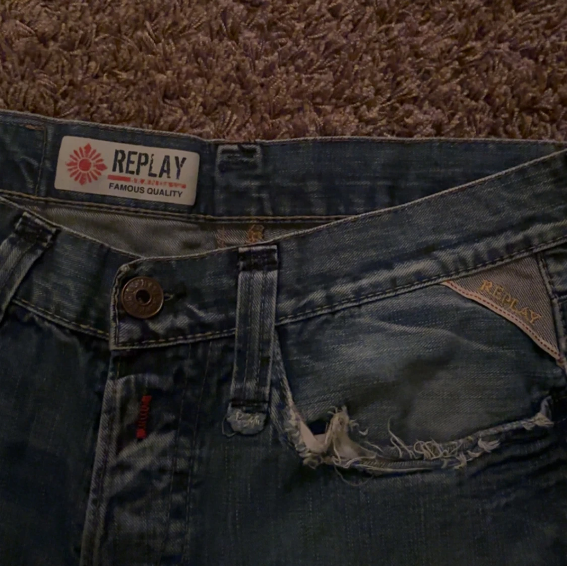 Blå Replay jeans med slitningar - 3