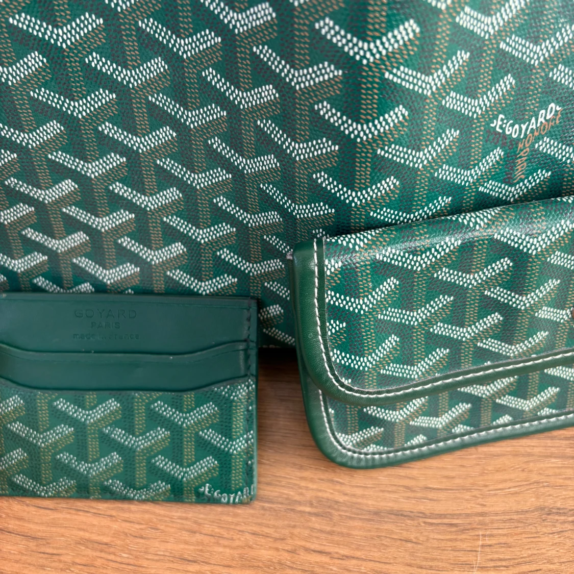 Grön tote bag med plånbok - 1