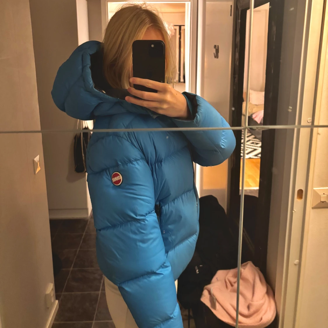 Blå Colmar pufferjacka med huva - 1