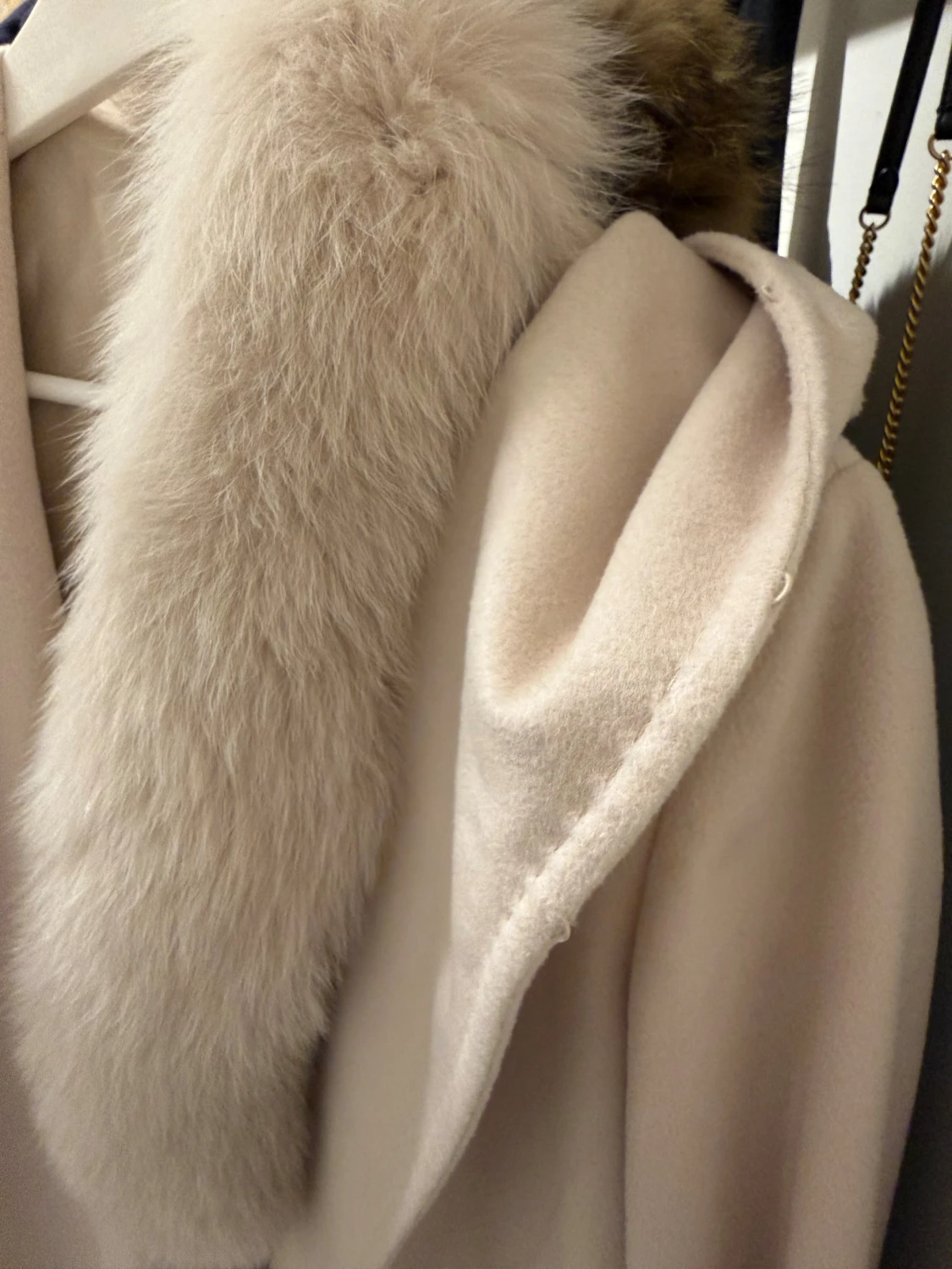 Beige Max Mara kappa med päls - 3