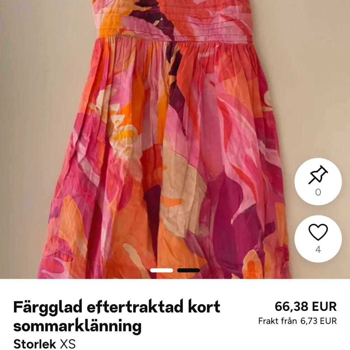 Färgglad kort sommarklänning XS - 1