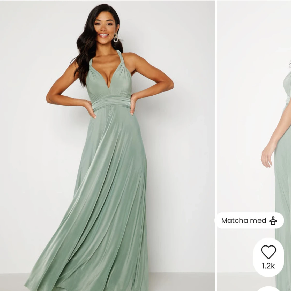 Ljusgrön långklänning från Goddiva - 1