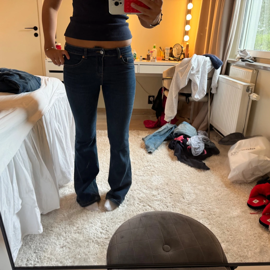 Mörkblå bootcut jeans - 1