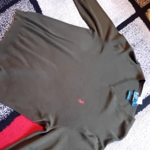 Olivgrön stickad tröja Polo Ralph Lauren - Snygg olivgrön stickad tröja från Polo Ralph Lauren med klassisk v-ringning och röd broderad logga på bröstet. Långärmad och i mjukt material som passar perfekt till lager-på-lager-stil. Enkel att matcha med jeans eller chinos.