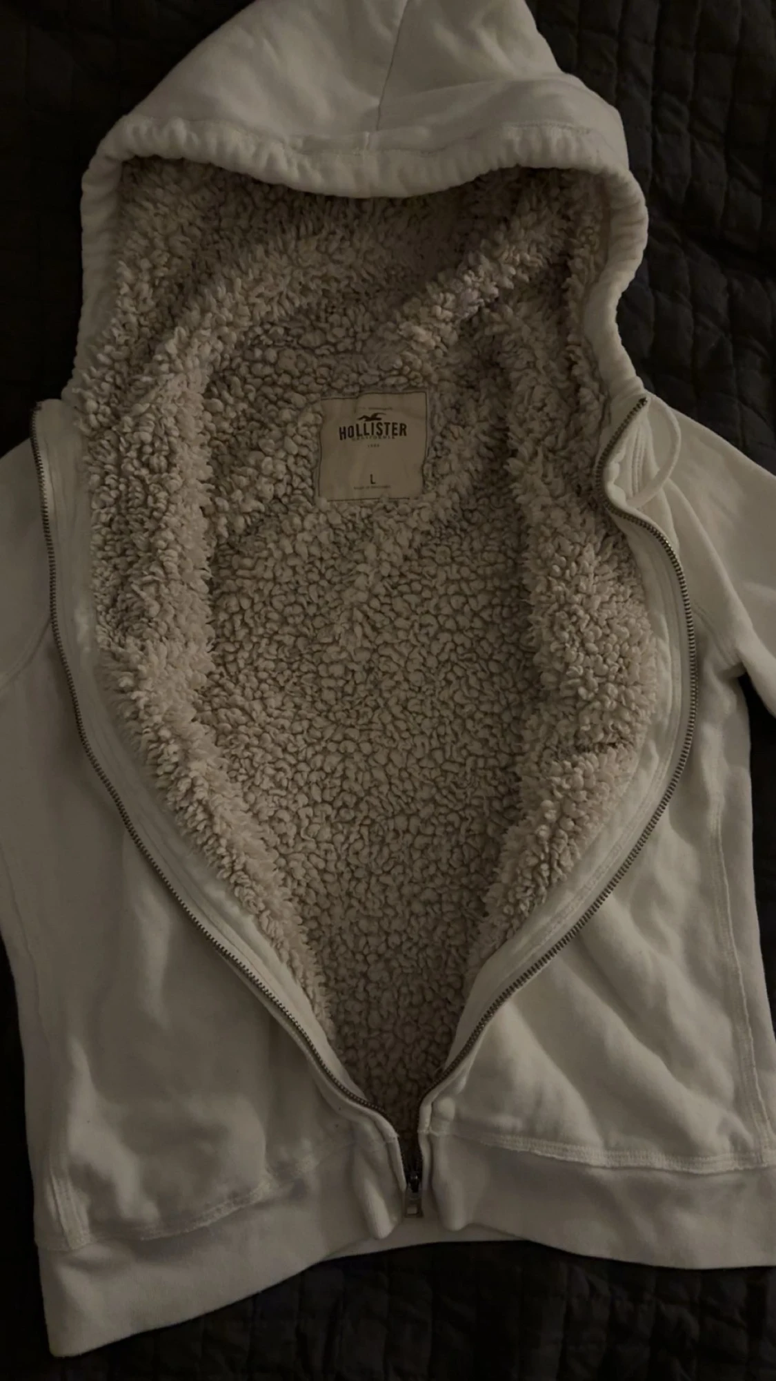 y2k hollister zip up hoodie fodrad teddy - 4