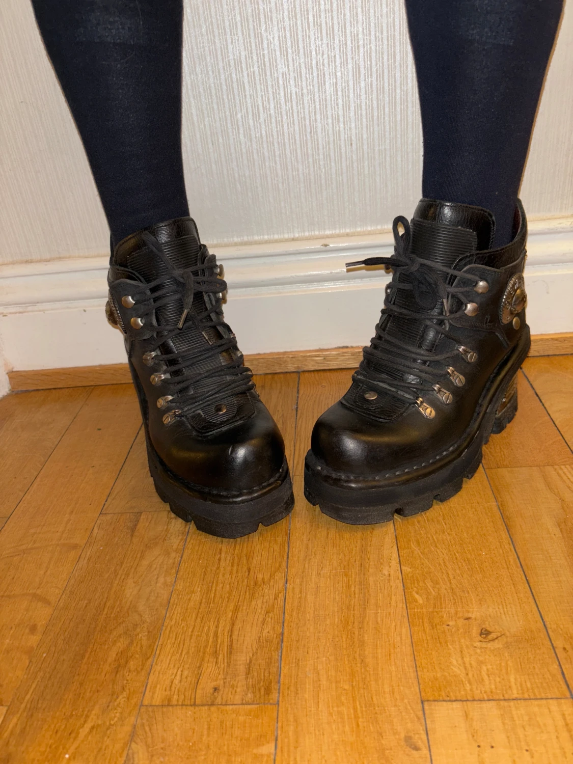 New Rock Planet kängor – svart läder – strl 37  - 2