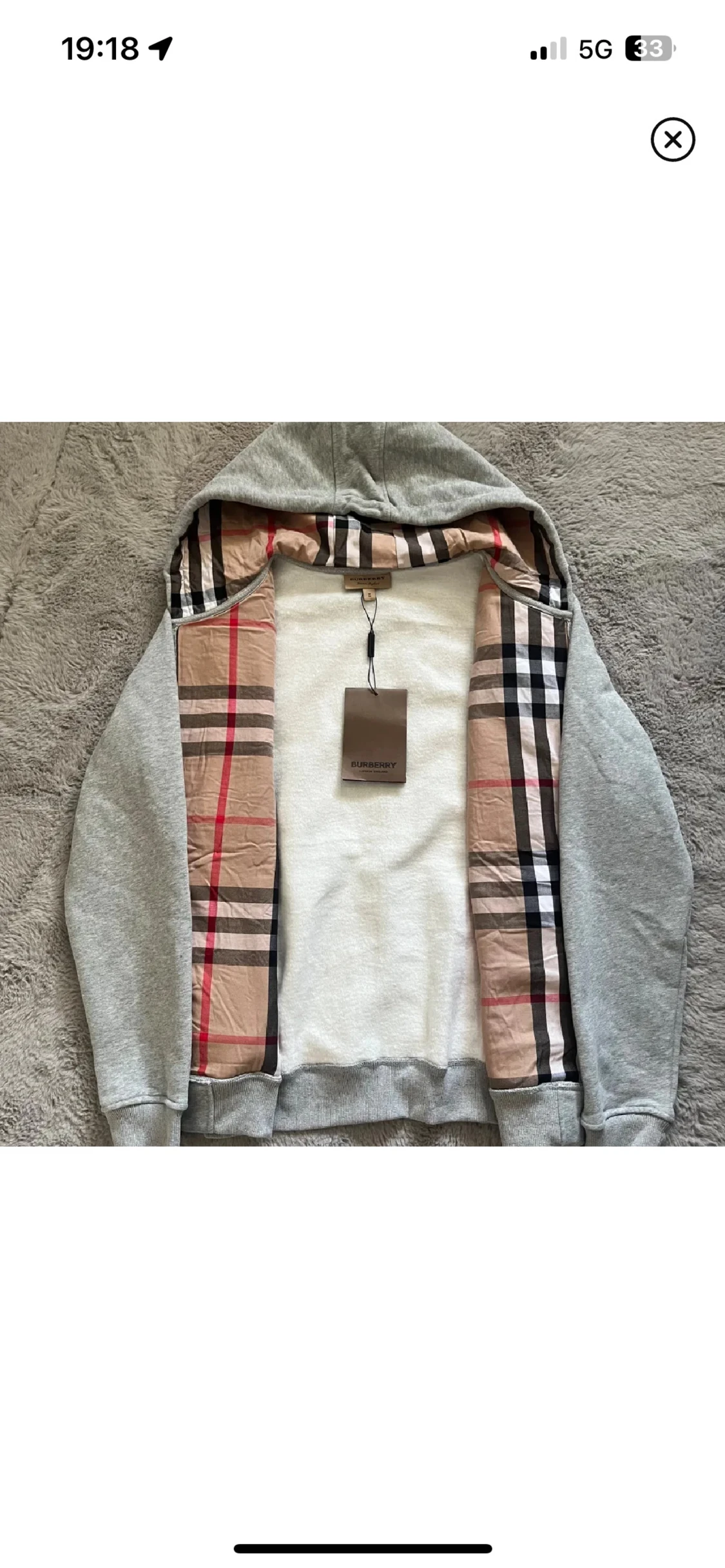 Grå Burberry hoodie med dragkedja - 1
