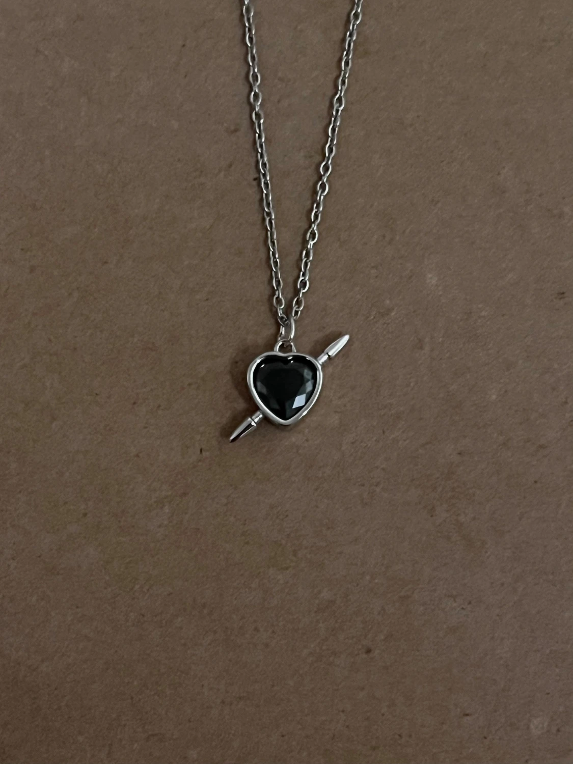 Black Arrow Heart Minimalist Necklace