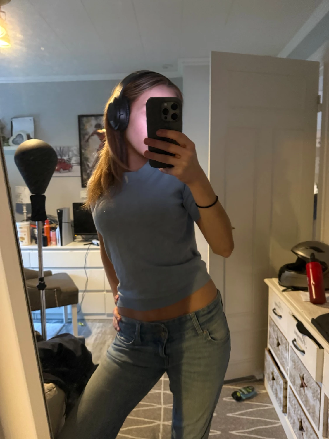 Ljusblå stickad topp från Lindex XS