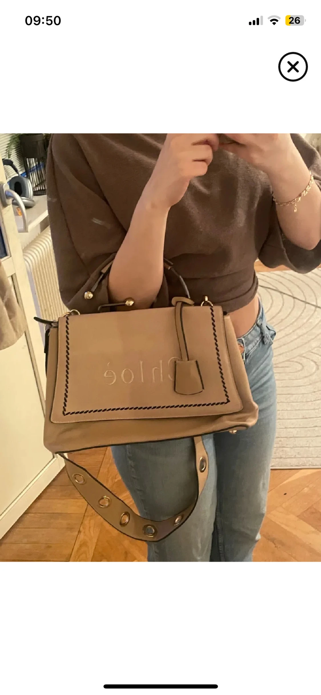 Beige handväska från Chloé i skinn