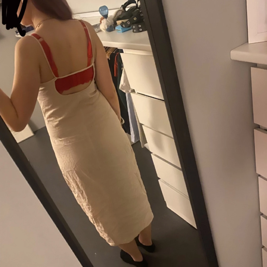 Beige långklänning med snörning - 1