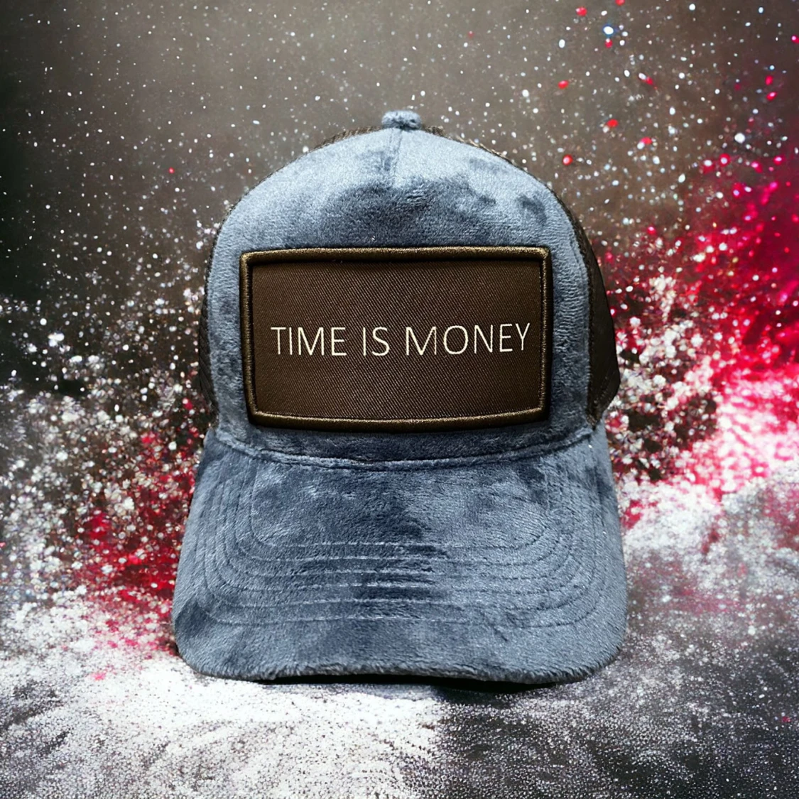 Grå pälsig keps TIME IS MONEY - 1