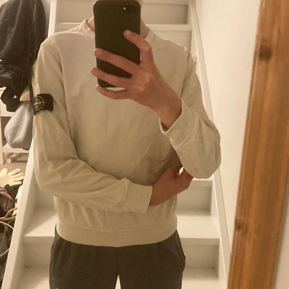 Beige Stone Island sweatshirt