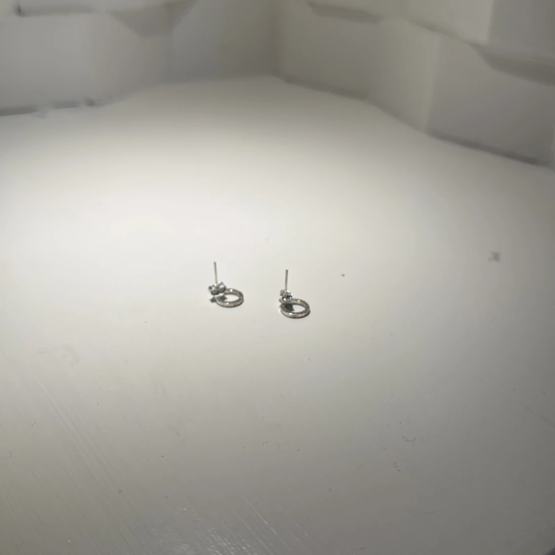 Glittriga cirkelformade örhängen i silver - 1