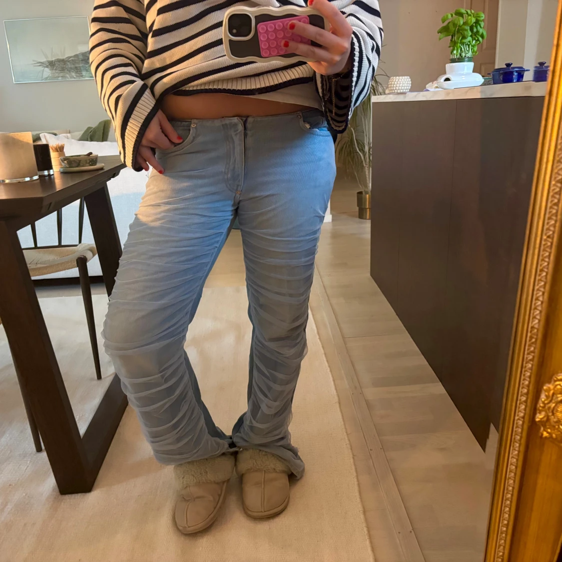 Ljusblå jeans från Weekday med mesh  - 1