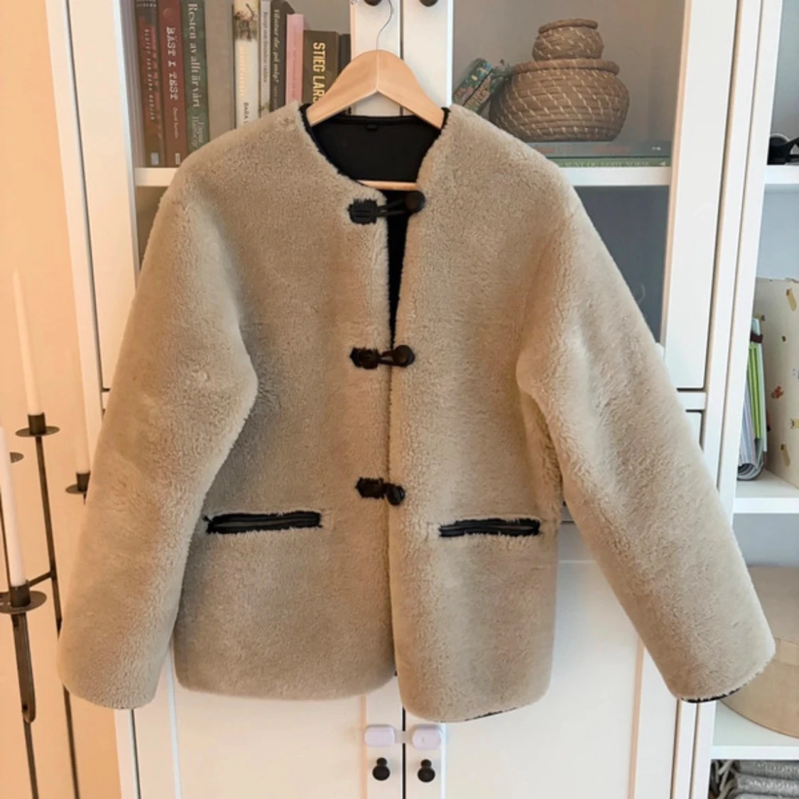 Beige teddyjacka från mango - 3